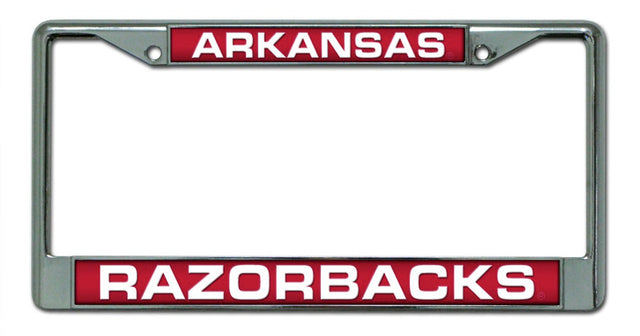 Marco para matrícula de cromo cortado con láser de Arkansas Razorbacks