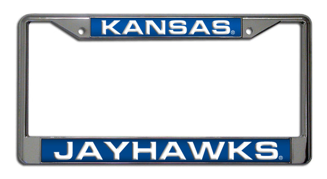 Marco para matrícula de Kansas Jayhawks cortado con láser en cromo