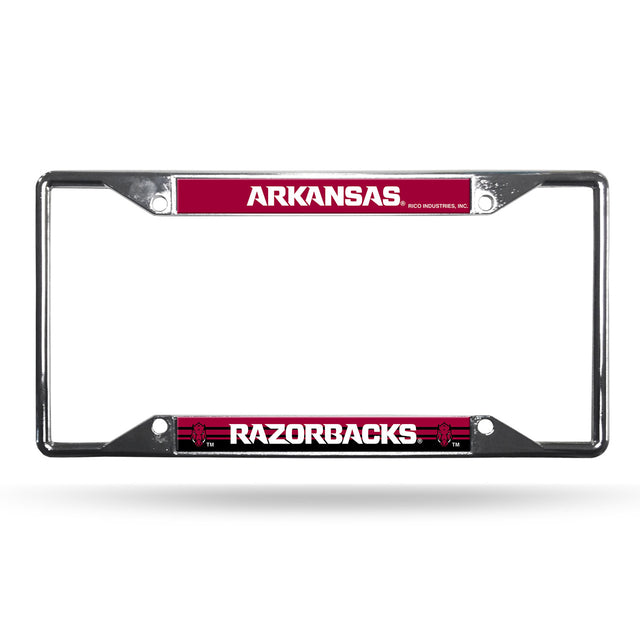 Marco para matrícula de Arkansas Razorbacks cromado de fácil visualización