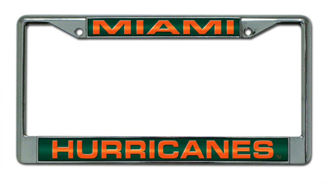 Miami Hurricanes License Plate Frame Laser Cut Chrome