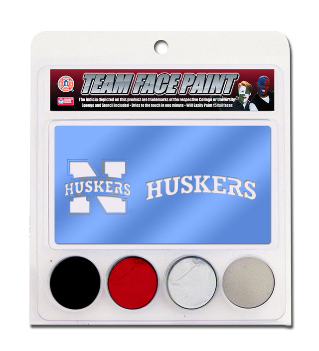 Logotipo con pintura facial de los Nebraska Cornhuskers en letra cursiva