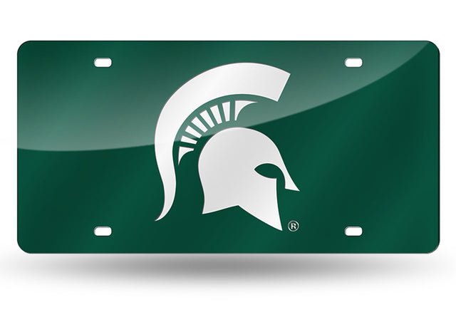 Matrícula de los Spartans de Michigan State cortada con láser en color verde