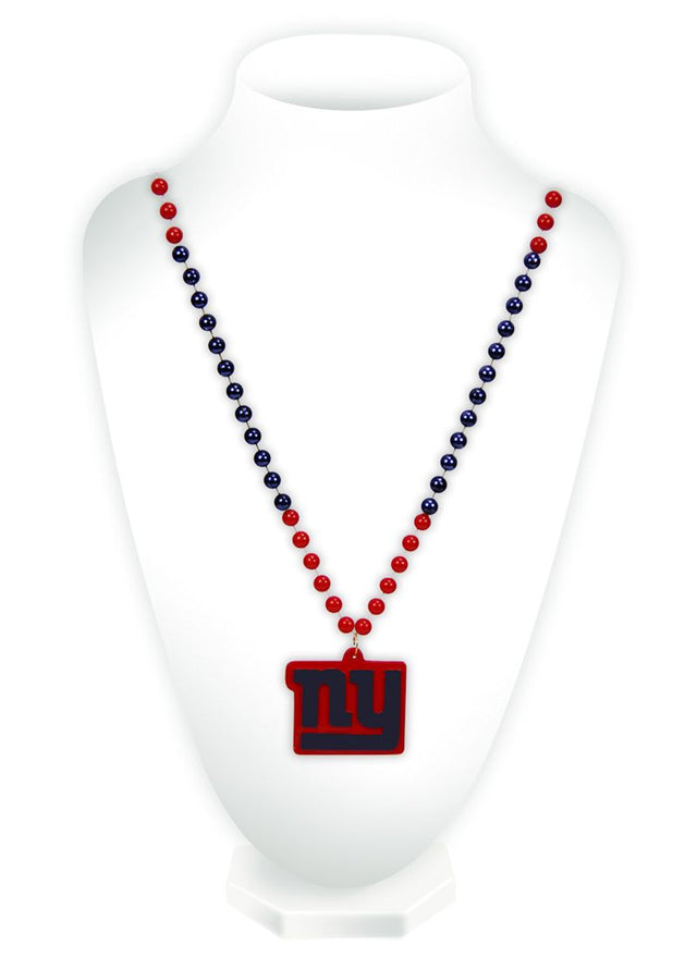 New York Giants Mardi Gras Beads with Medallion