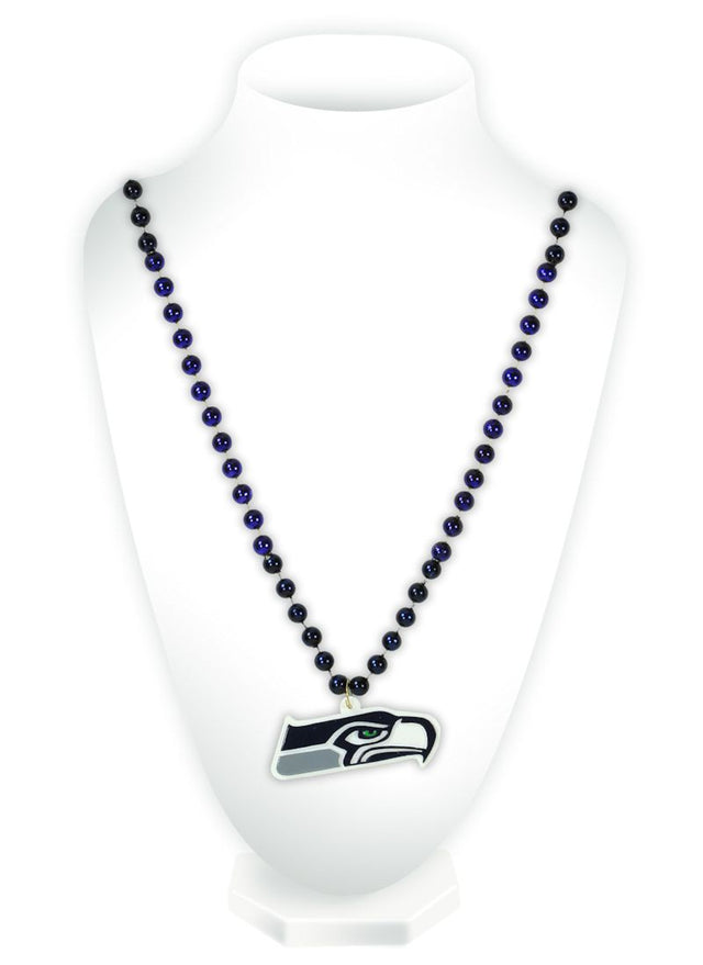 Cuentas de los Seattle Seahawks con medallón estilo Mardi Gras