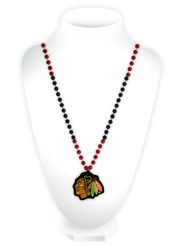 Cuentas de los Chicago Blackhawks con medallón estilo Mardi Gras