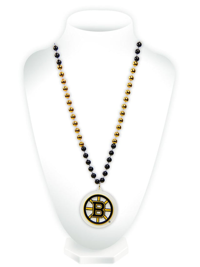 Boston Bruins Beads with Medallion Mardi Gras Style