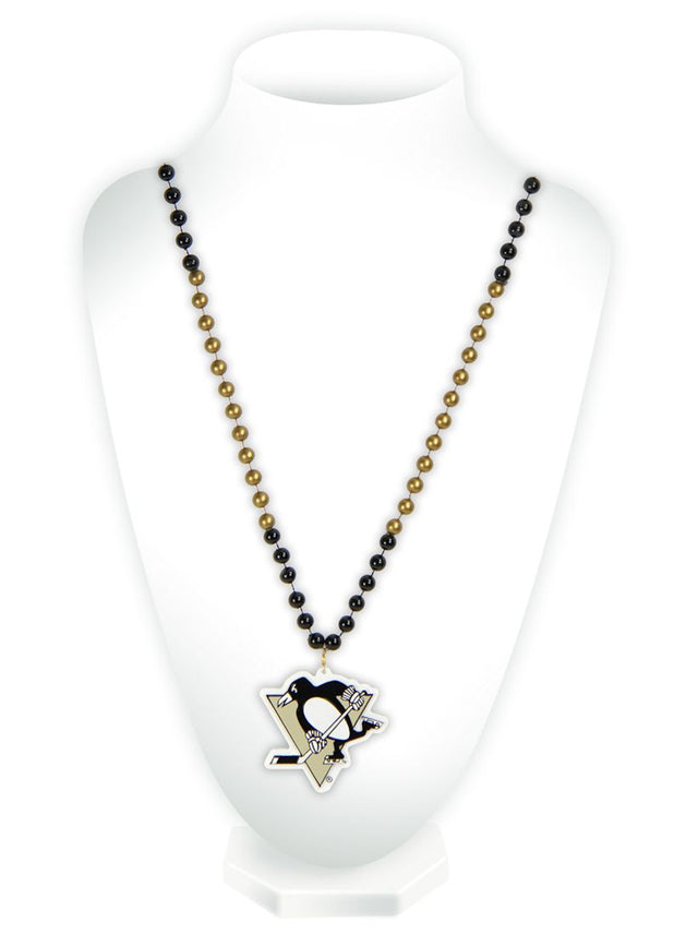 Pittsburgh Penguins Mardi Gras Beads with Medallion