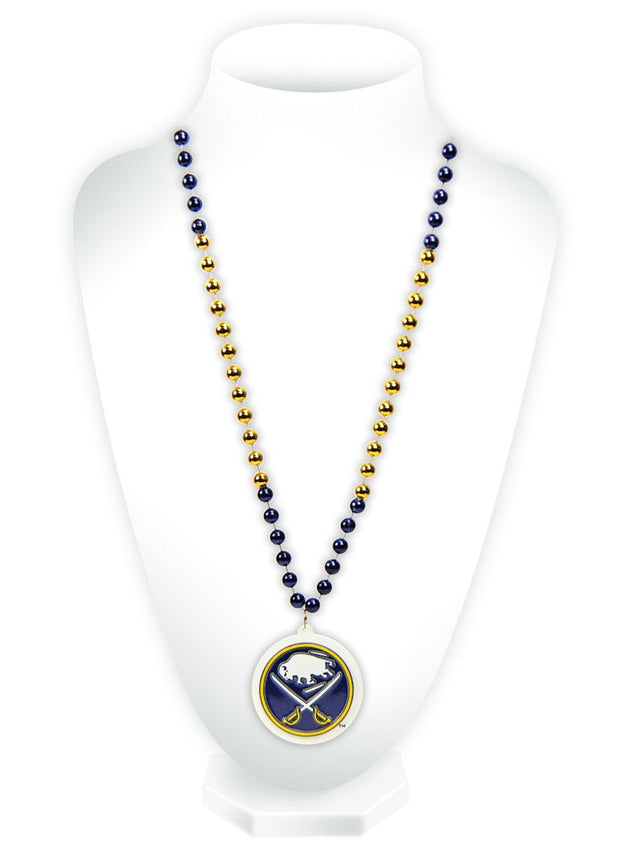 Buffalo Sabres Beads with Medallion Mardi Gras Style