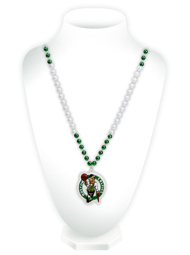 Boston Celtics Mardi Gras Beads with Medallion