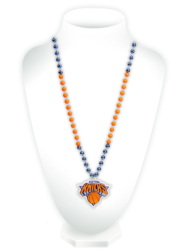 New York Knicks Beads with Medallion Mardi Gras Style