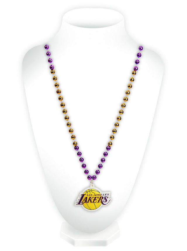 Los Angeles Lakers Beads with Medallion Mardi Gras Style