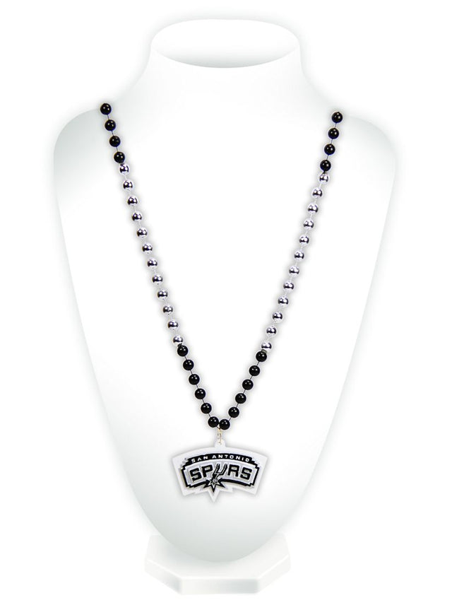 San Antonio Spurs Beads with Medallion Mardi Gras Style