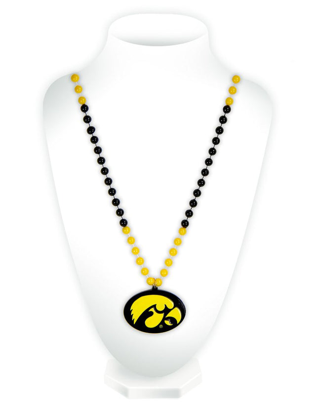 Cuentas de Iowa Hawkeyes con medallón estilo Mardi Gras