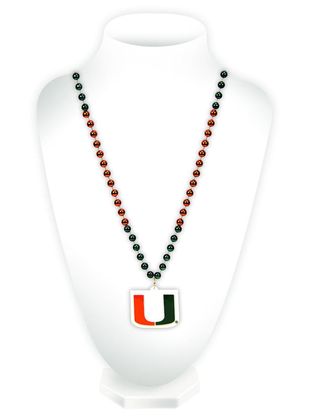 Cuentas de los Miami Hurricanes con medallón estilo Mardi Gras