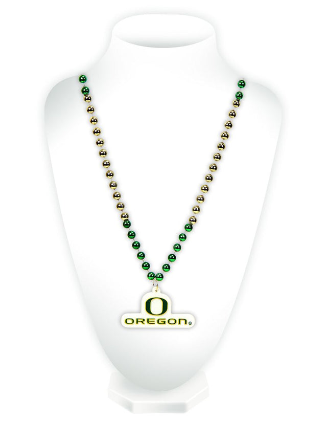 Cuentas de Oregon Ducks con medallón estilo Mardi Gras