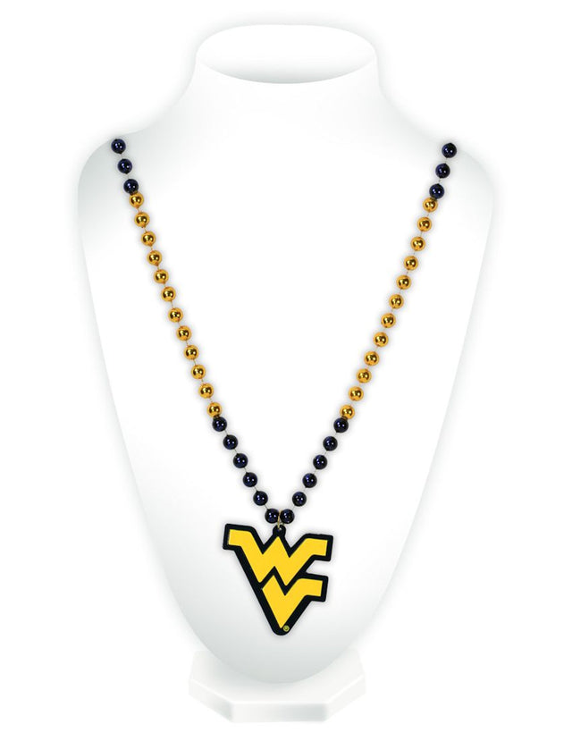 Cuentas de los Mountaineers de Virginia Occidental con medallón estilo Mardi Gras