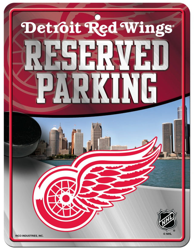 Letrero de metal para estacionamiento de Detroit Red Wings