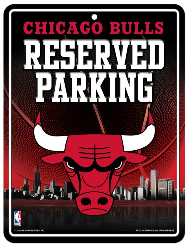 Letrero de metal para estacionamiento de Chicago Bulls