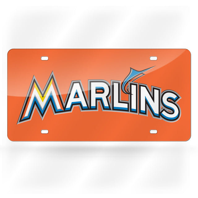 Matrícula de los Miami Marlins cortada con láser en color naranja claro