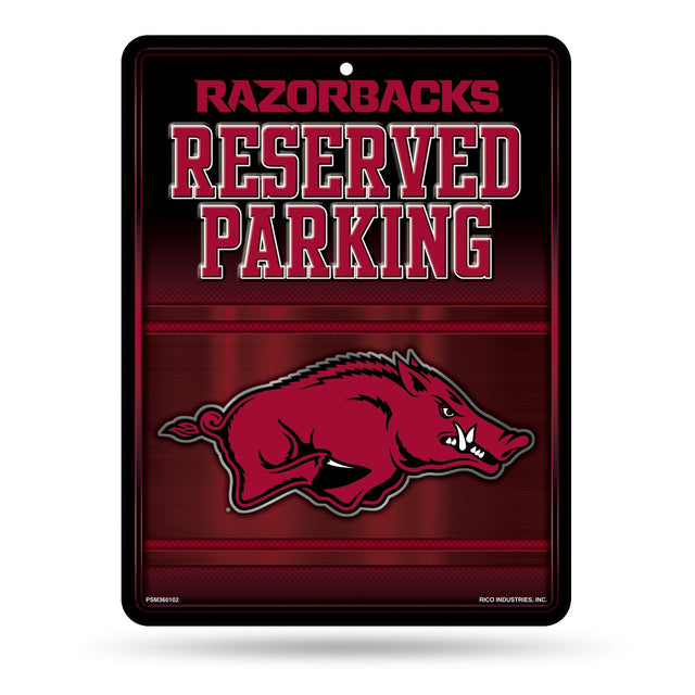 Letrero de metal para estacionamiento de Arkansas Razorbacks