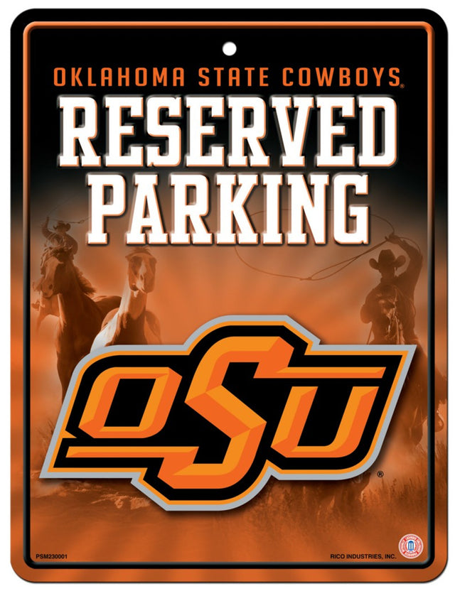 Letrero de metal para estacionamiento de los Oklahoma State Cowboys