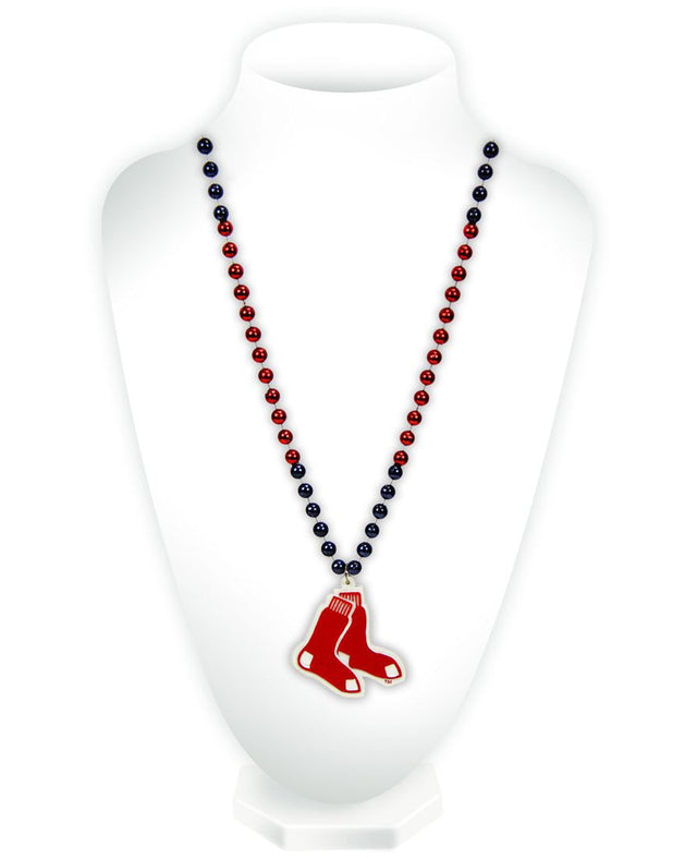 Boston Red Sox Beads with Medallion Mardi Gras Style