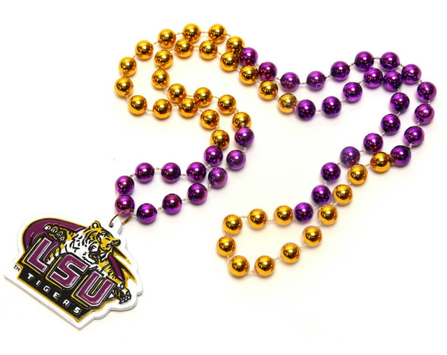 Cuentas de Mardi Gras de los LSU Tigers con medallón