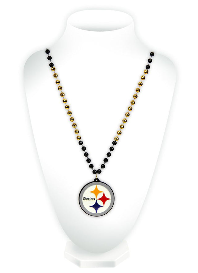 Cuentas de los Pittsburgh Steelers con medallón estilo Mardi Gras