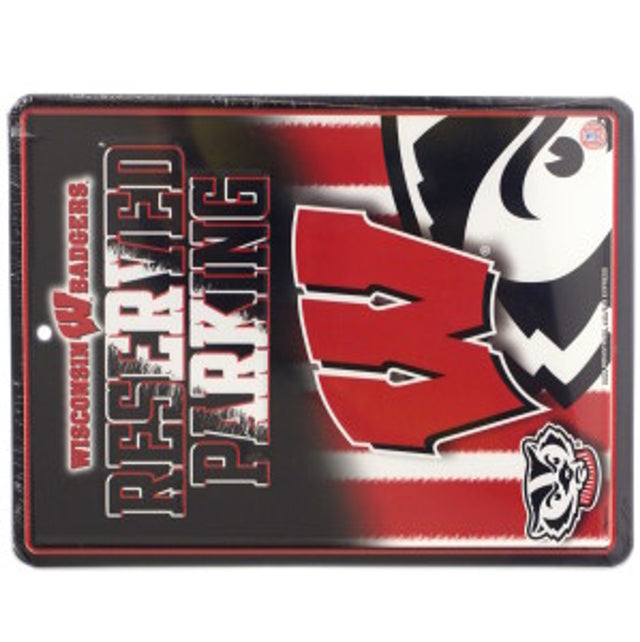 Letrero de metal para estacionamiento de Wisconsin Badgers