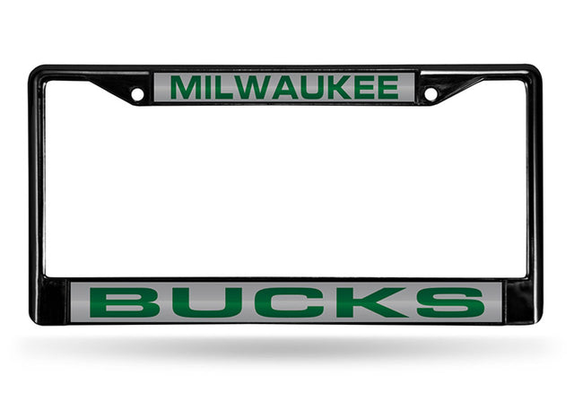 Marco para matrícula de los Milwaukee Bucks, de metal cortado con láser, color negro