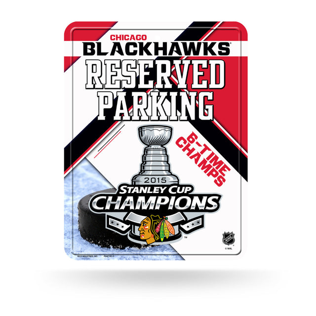 Letrero de metal para estacionamiento de Chicago Blackhawks 2015 Champs CO