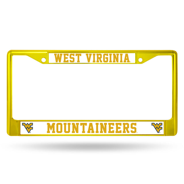 West Virginia Mountaineers License Plate Frame Metal Yellow