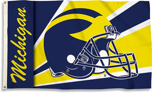 Diseño de casco BSI de 3 x 5 con bandera de los Wolverines de Michigan