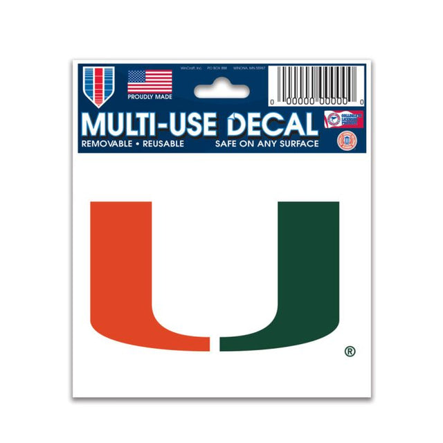 Calcomanía multiusos de los Miami Hurricanes de 3" x 4"