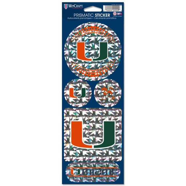 Calcomanía prismática de los Miami Hurricanes de 4" x 11"