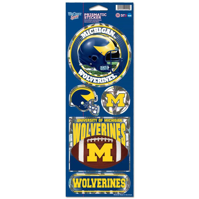 Calcomanía prismática para casco de los Wolverines de Michigan, 4" x 11"