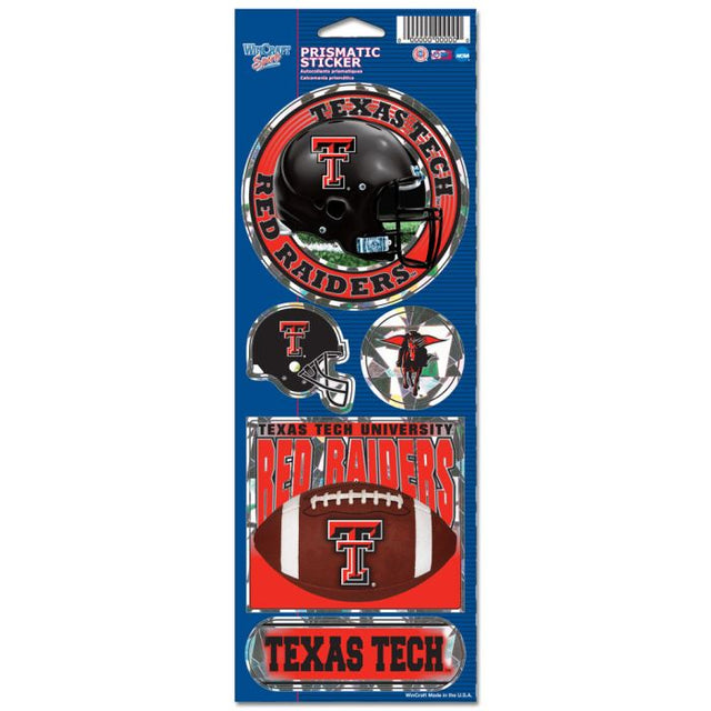 Calcomanía prismática para casco de los Texas Tech Red Raiders de 4" x 11"