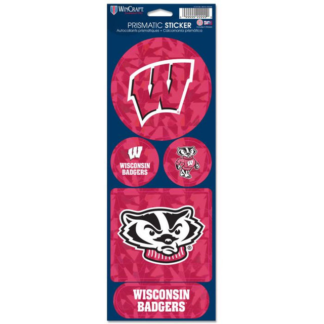 Calcomanía prismática de Wisconsin Badgers de 4" x 11"