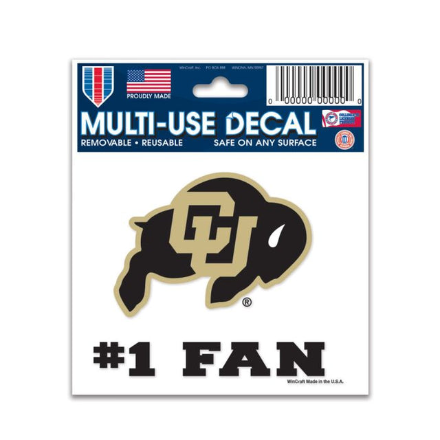 Calcomanía multiusos para fanáticos del equipo Colorado Buffaloes n.° 1 de 3" x 4"