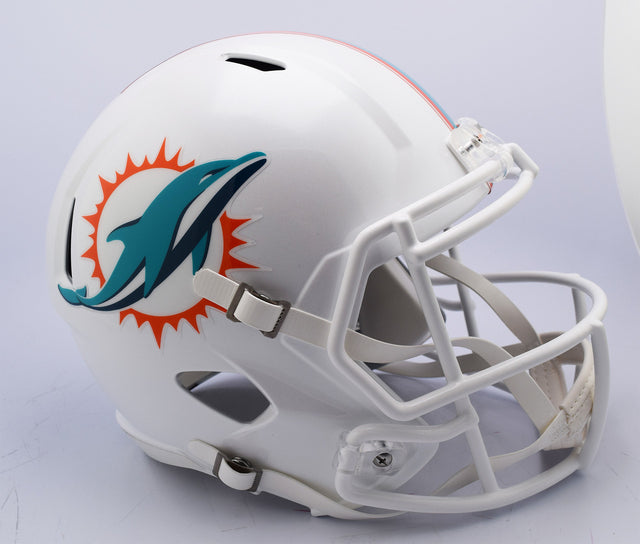 Réplica de casco Riddell de los Miami Dolphins en tamaño completo, estilo Speed ​​2018