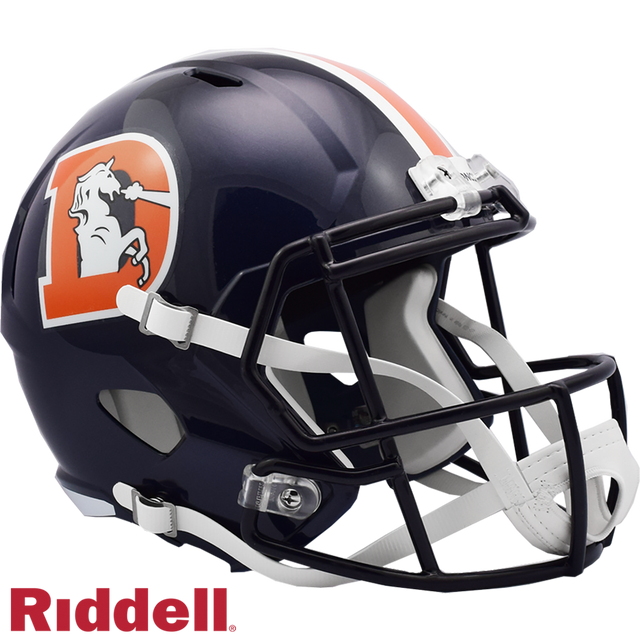 Réplica de casco de los Denver Broncos Riddell en tamaño completo, estilo Speed, color Rush