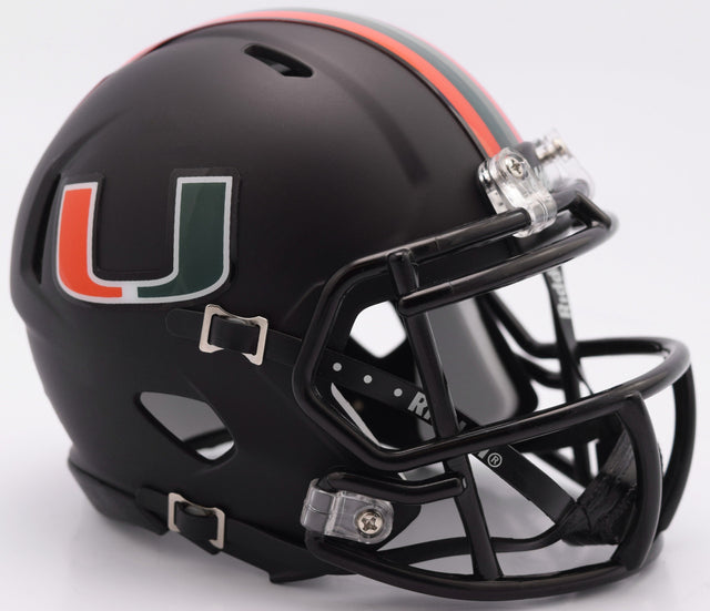 Réplica de casco de los Miami Hurricanes de Riddell en tamaño completo, estilo Speed, diseño de Miami Nights