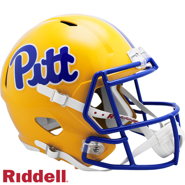 Réplica de casco de los Pittsburgh Panthers de Riddell en tamaño completo, estilo Speed, dorado