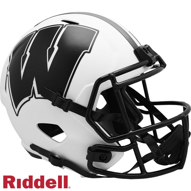 Réplica de casco Wisconsin Badgers Riddell de tamaño completo, estilo Speed, Lunar Eclipse, alternativa