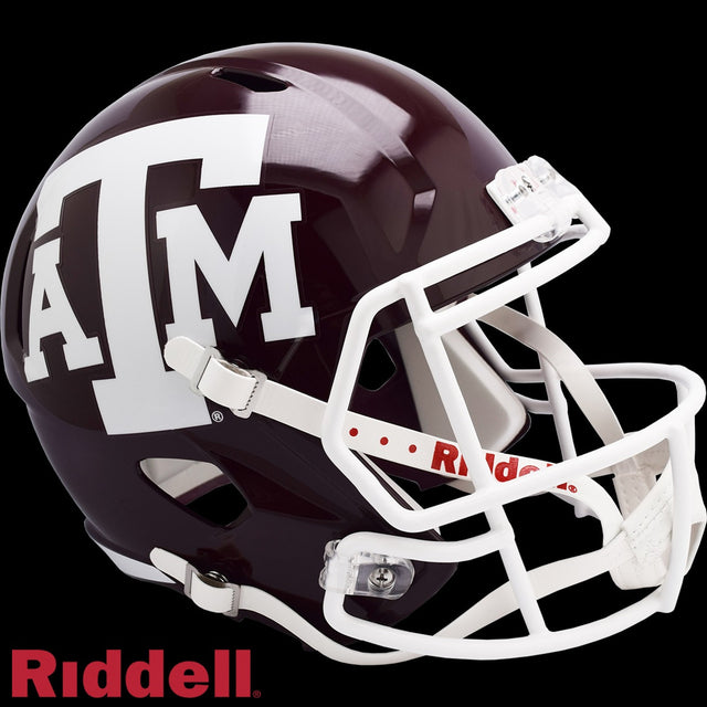 Réplica de casco Riddell de Texas A&amp;M Aggies, tamaño completo, estilo Speed, color granate