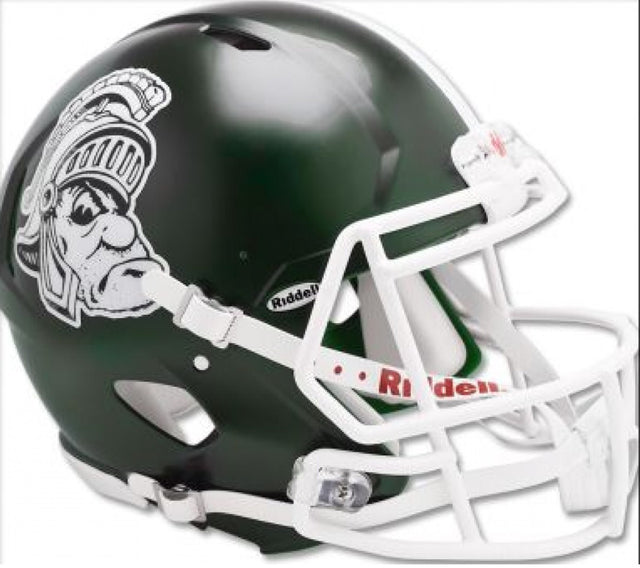 Réplica de casco Spartans de Michigan State Riddell en tamaño completo, estilo Speed, diseño Gruff Sparty