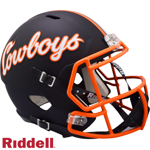 Réplica de casco de los Oklahoma State Cowboys de Riddell en tamaño completo, estilo Speed, con inscripción Cowboys