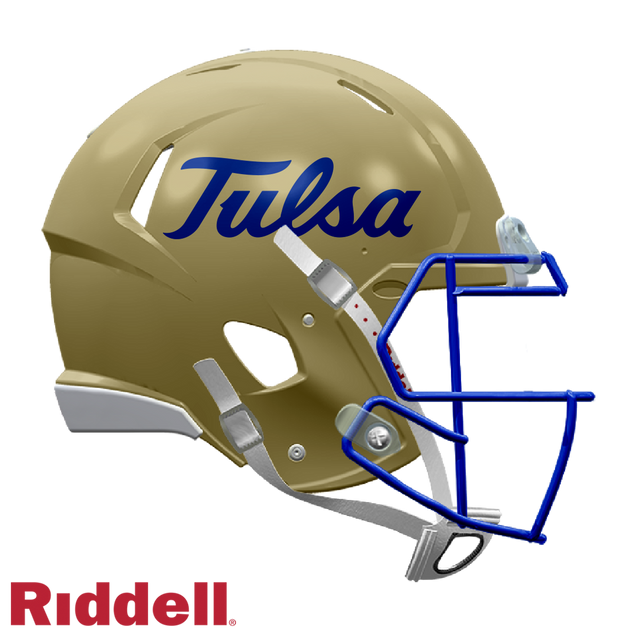 Casco Tulsa Golden Hurricane de Riddell, réplica en tamaño completo, estilo Speed, dorado