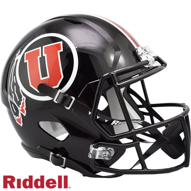 Réplica de casco Utah Utes Riddell de tamaño completo, estilo Speed, color negro