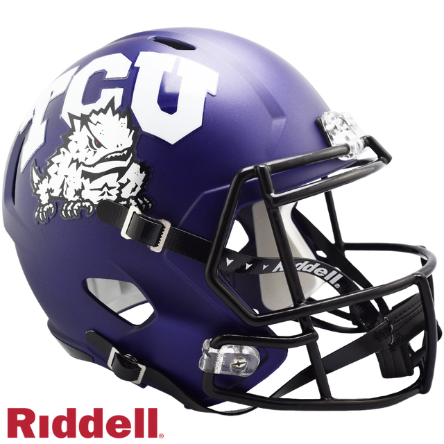 Casco TCU Horned Frogs Riddell réplica tamaño completo Speed ​​Style satén morado